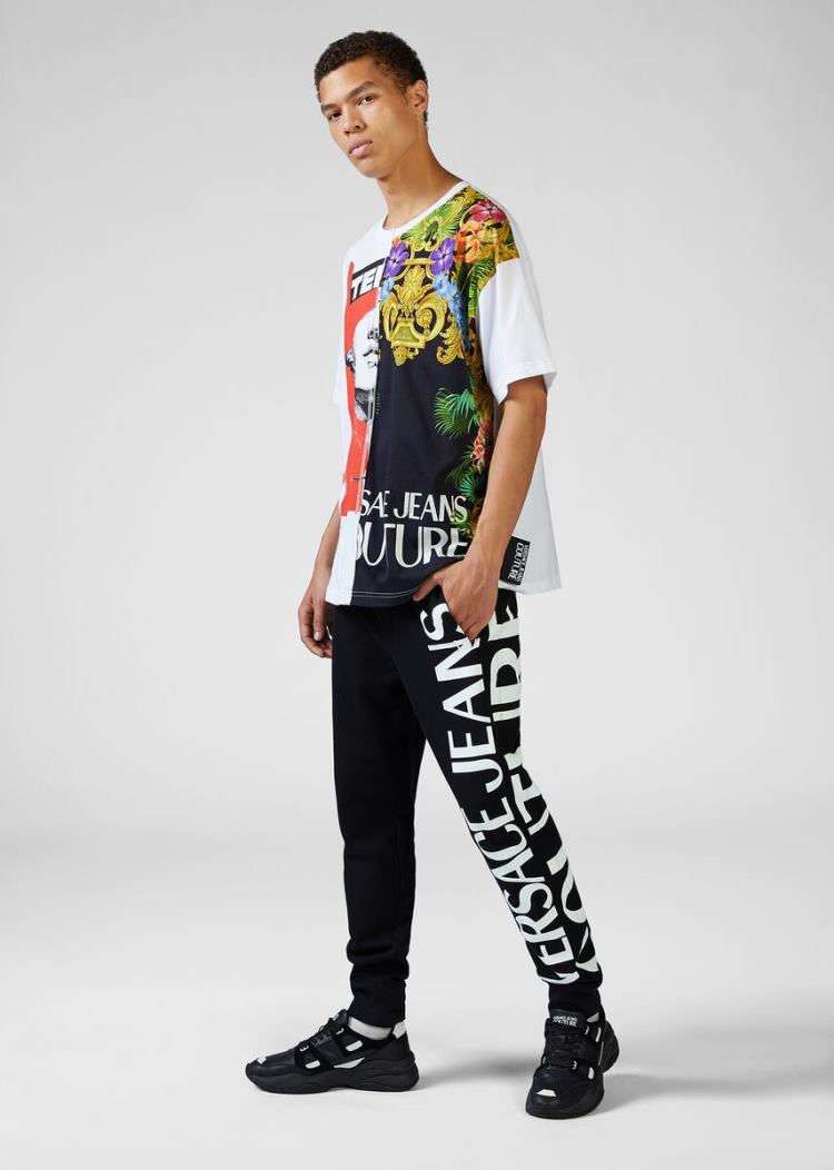 Versace Jeans Couture Contrast Color Logo Trackpants παντελόνι Jeans Couture μαυρα | VAMV0D1