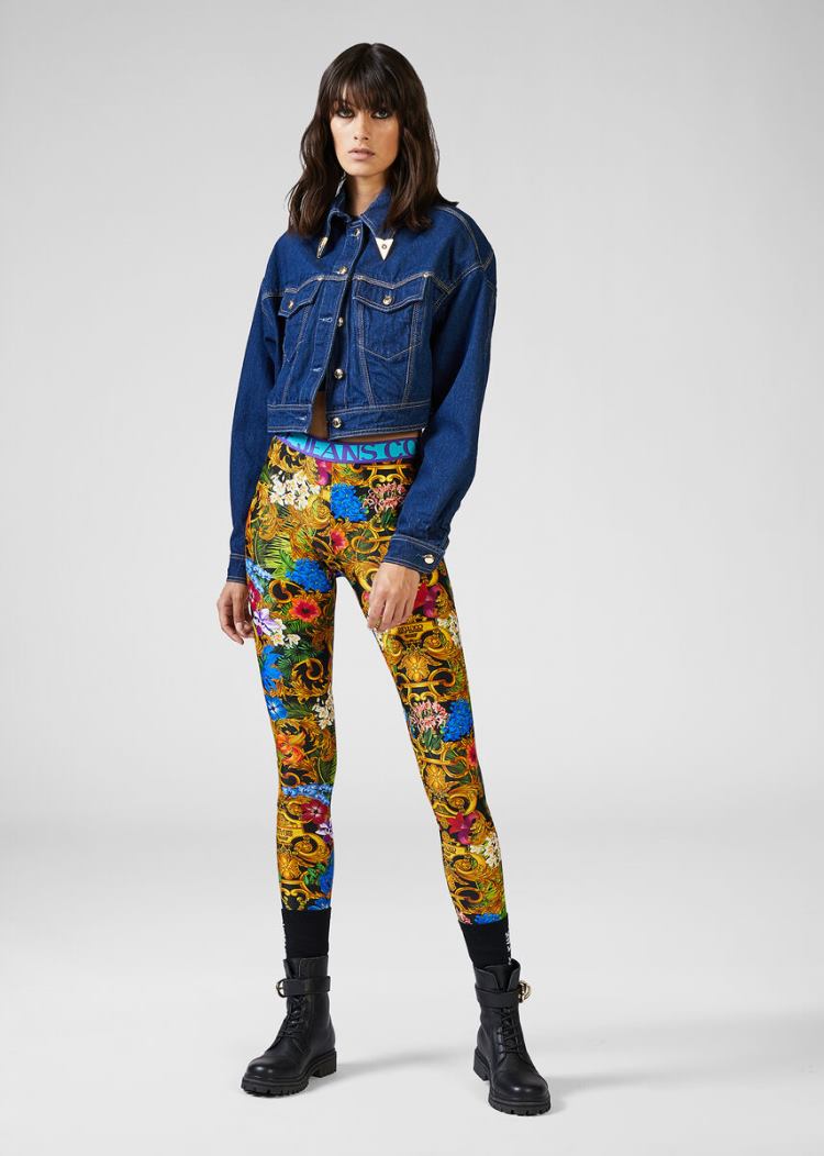 Versace Jeans Couture Cropped Denim Jacket μπουφαν Jeans Couture μπλε | 92PNV2Y