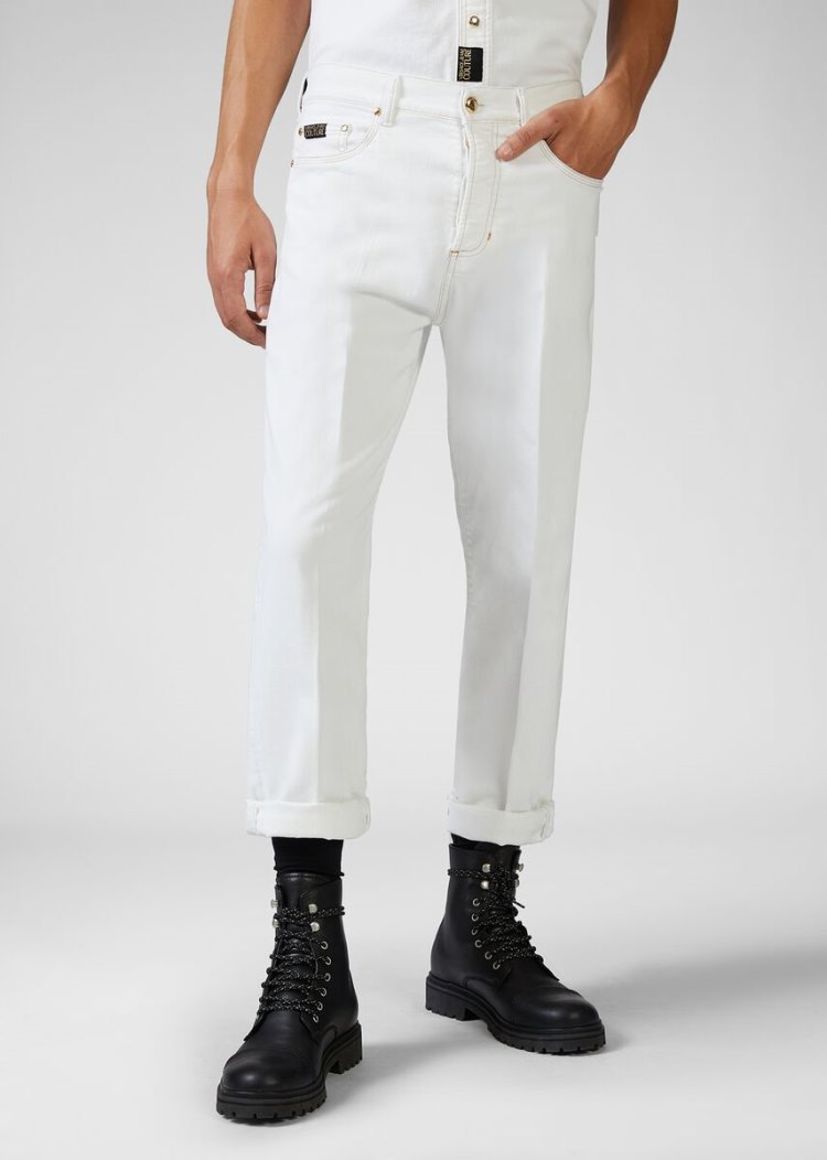 Versace Jeans Couture Cropped White Jeans τζιν παντελονι Jeans Couture ασπρα | UW50C2V