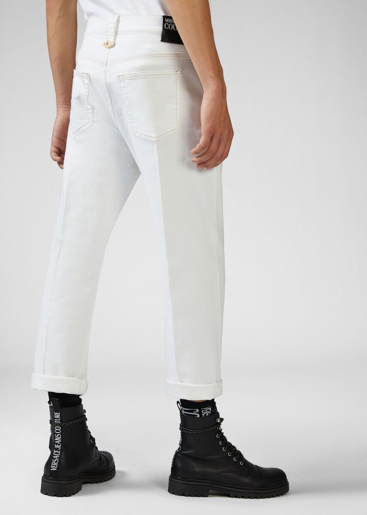 Versace Jeans Couture Cropped White Jeans τζιν παντελονι Jeans Couture ασπρα | UW50C2V