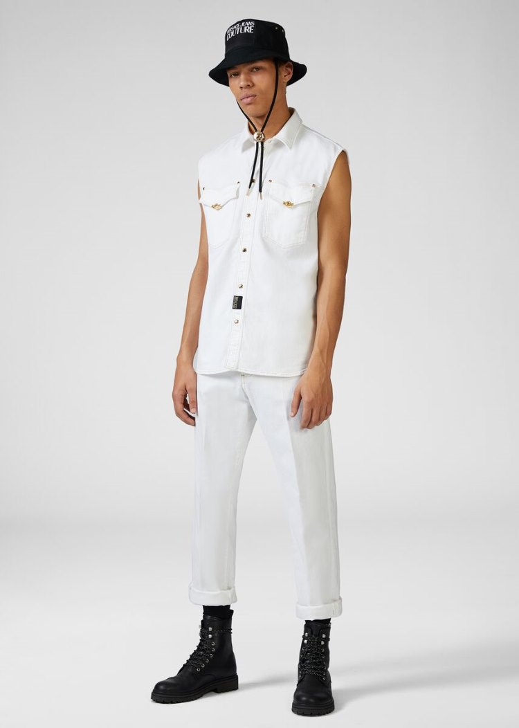 Versace Jeans Couture Cropped White Jeans τζιν παντελονι Jeans Couture ασπρα | UW50C2V
