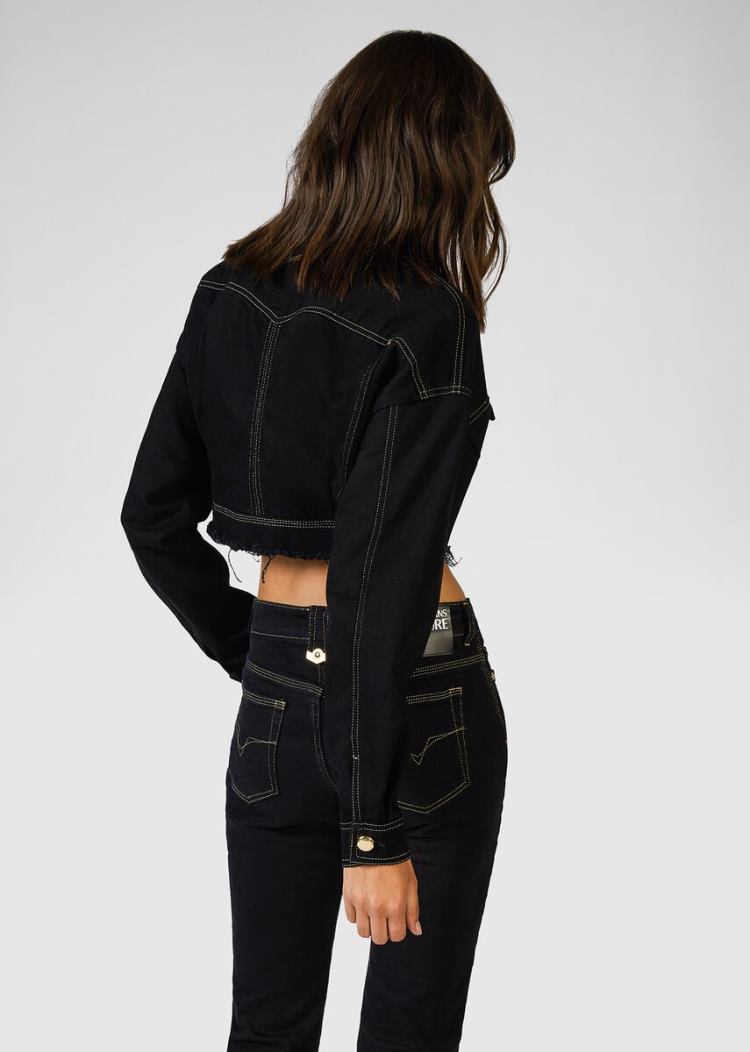Versace Jeans Couture Denim Bomber Jacket μπουφαν Jeans Couture μαυρα | U1IRN4G