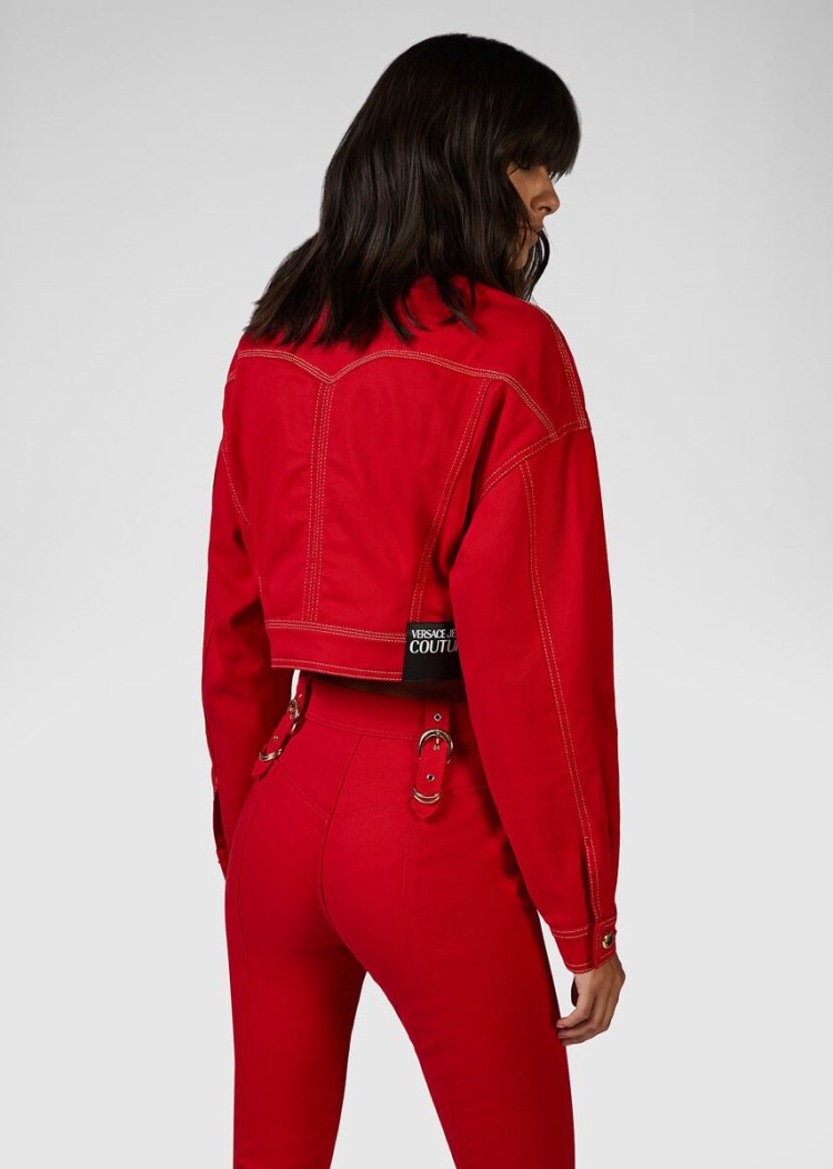 Versace Jeans Couture Denim Jacket μπουφαν Jeans Couture κοκκινα | 04UQYFZ