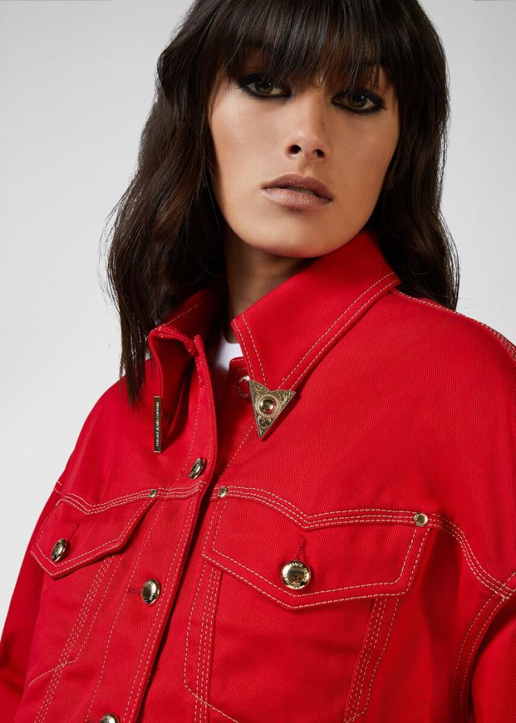 Versace Jeans Couture Denim Jacket μπουφαν Jeans Couture κοκκινα | 04UQYFZ