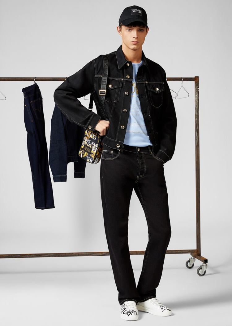 Versace Jeans Couture Denim Jacket μπουφαν Jeans Couture μαυρα | DD50KSN