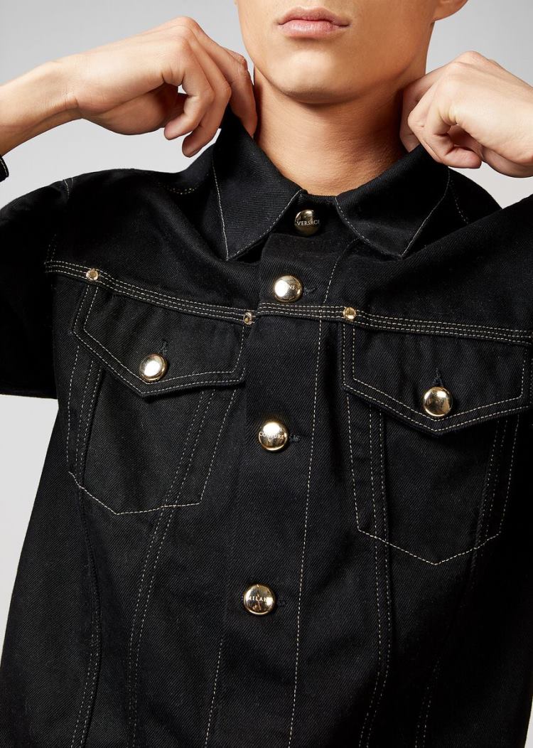 Versace Jeans Couture Denim Jacket μπουφαν Jeans Couture μαυρα | DD50KSN