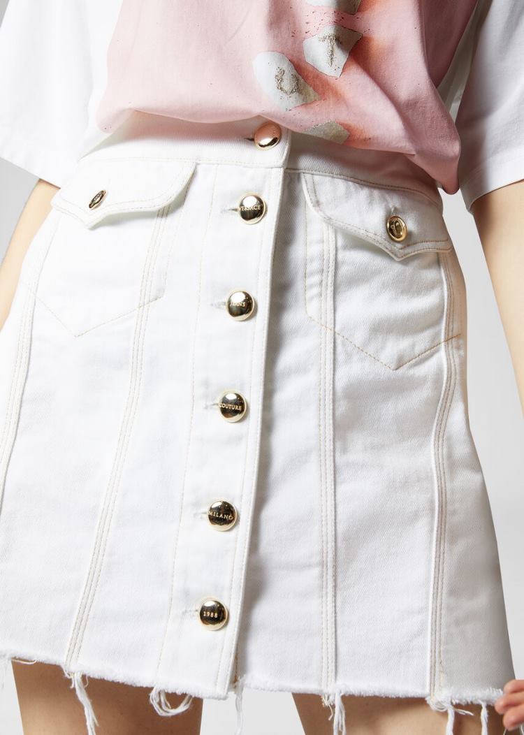 Versace Jeans Couture Denim, Mini-Skirt φουστεσ Jeans Couture ασπρα | VWPNN41