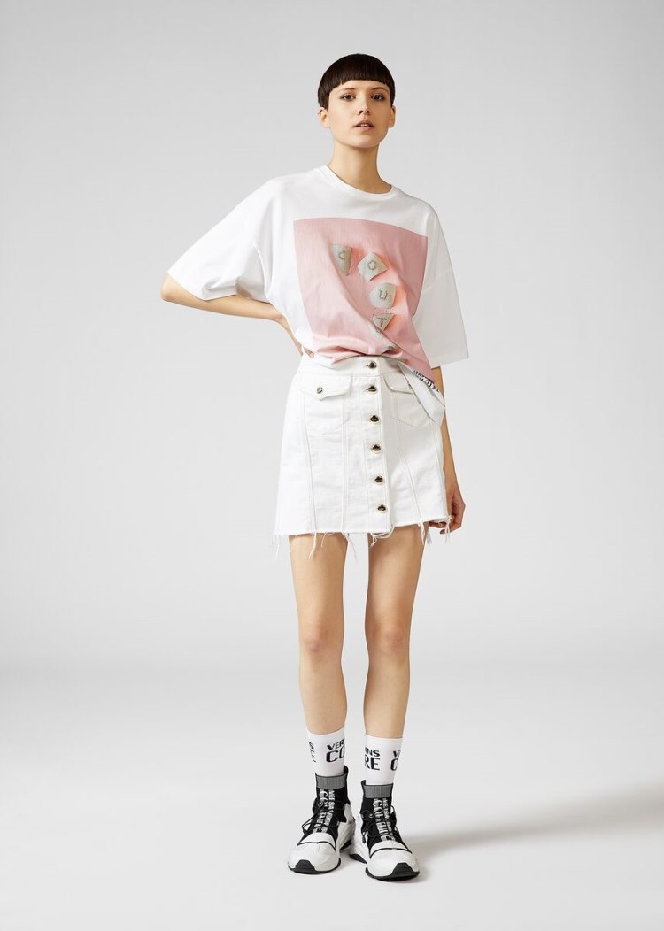 Versace Jeans Couture Denim, Mini-Skirt φουστεσ Jeans Couture ασπρα | VWPNN41