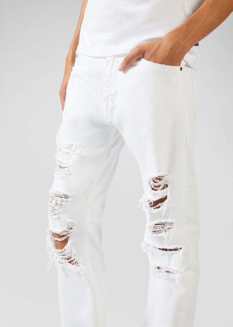 Versace Jeans Couture Distressed Jeans τζιν παντελονι Jeans Couture ασπρα | G6AEDWR