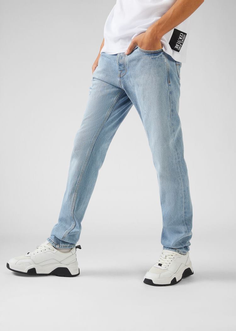 Versace Jeans Couture Distressed Jeans τζιν παντελονι Jeans Couture μπλε | IVM5UWW