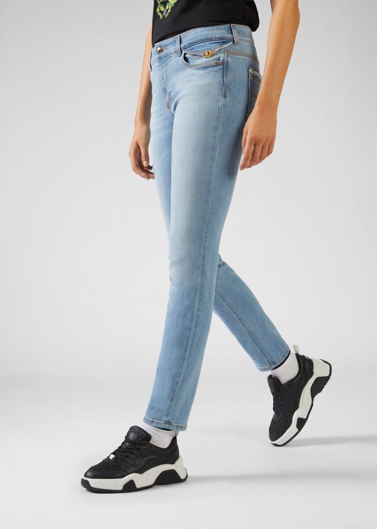 Versace Jeans Couture Distressed Jeans τζιν παντελονι Jeans Couture μπλε | OV8KUPX