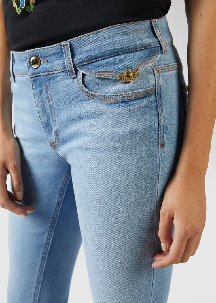 Versace Jeans Couture Distressed Jeans τζιν παντελονι Jeans Couture μπλε | OV8KUPX