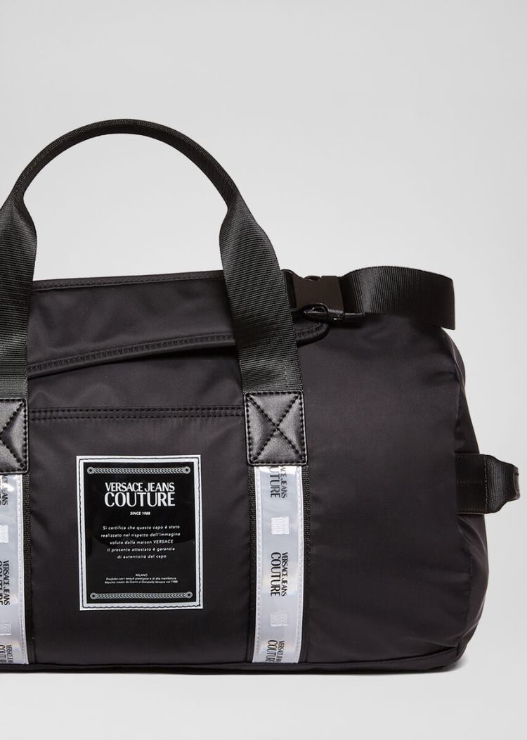 Versace Jeans Couture Duffle Bag With Reflex Stripes τσαντα Jeans Couture μαυρα | PZBMBMV