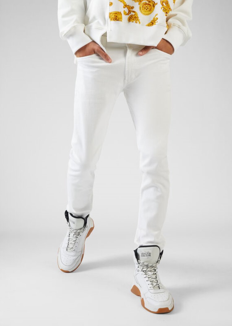 Versace Jeans Couture Embroidered Logo Jeans τζιν παντελονι Jeans Couture ασπρα | 2SRIYQB