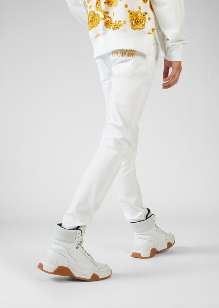Versace Jeans Couture Embroidered Logo Jeans τζιν παντελονι Jeans Couture ασπρα | 2SRIYQB