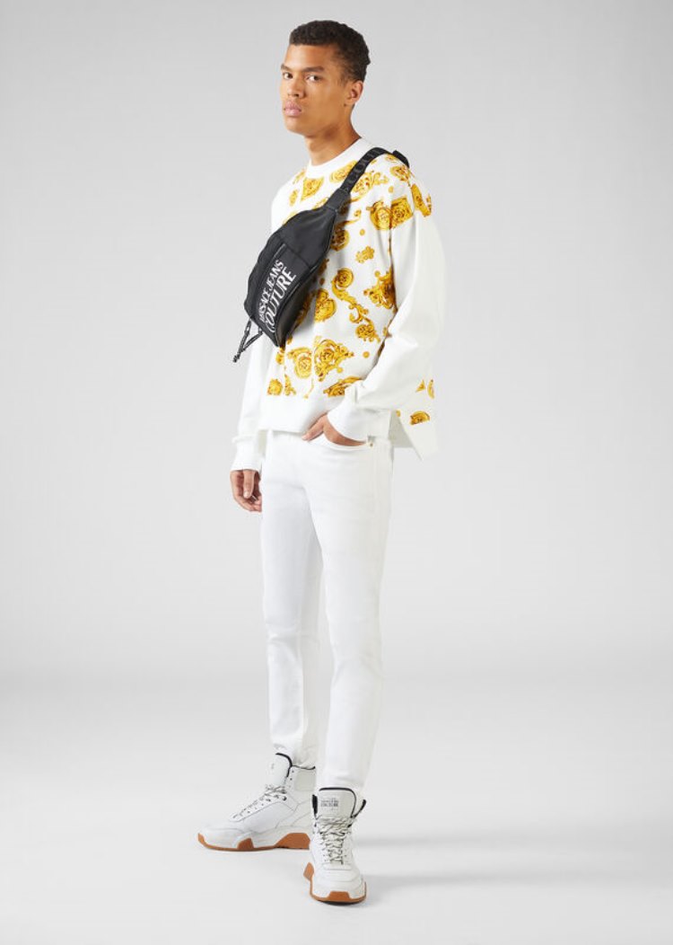 Versace Jeans Couture Embroidered Logo Jeans τζιν παντελονι Jeans Couture ασπρα | 2SRIYQB