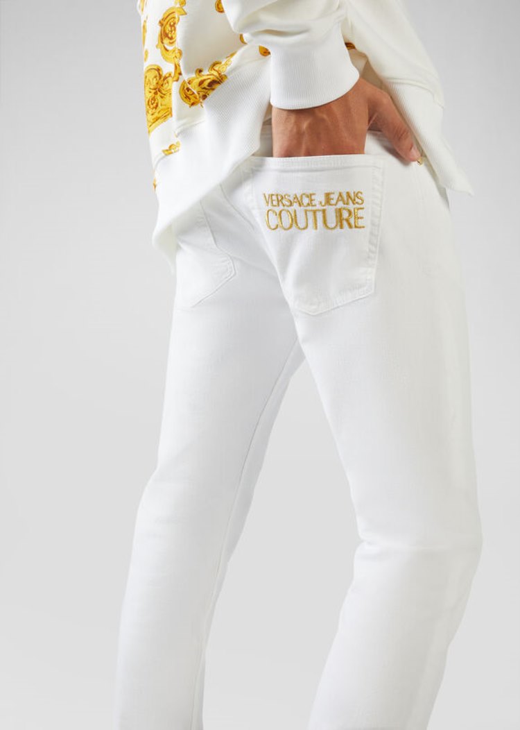 Versace Jeans Couture Embroidered Logo Jeans τζιν παντελονι Jeans Couture ασπρα | 2SRIYQB