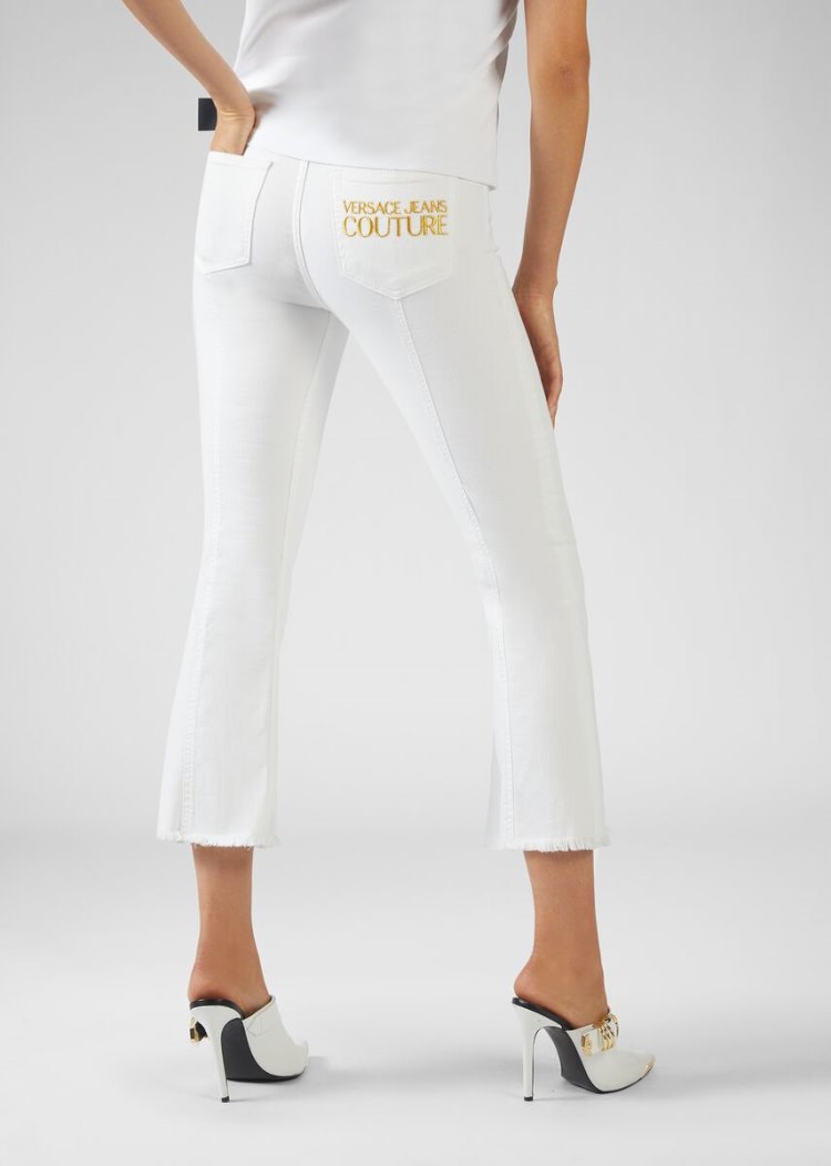 Versace Jeans Couture Embroidered Logo Jeans τζιν παντελονι Jeans Couture ασπρα | QEM8S3N