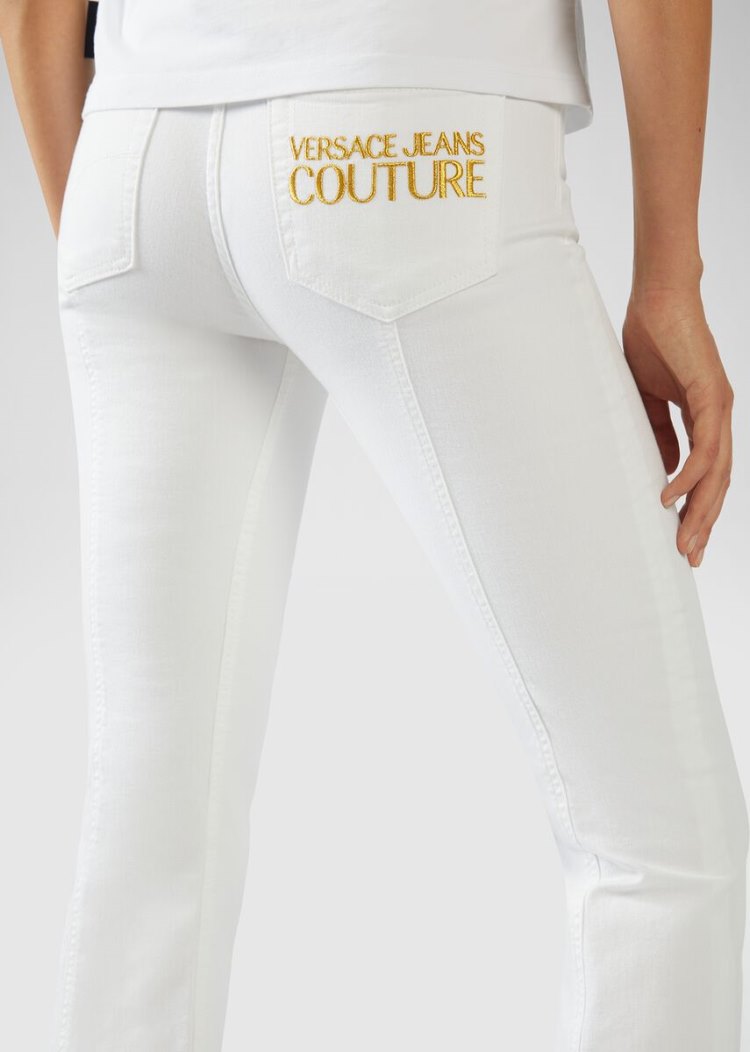 Versace Jeans Couture Embroidered Logo Jeans τζιν παντελονι Jeans Couture ασπρα | QEM8S3N