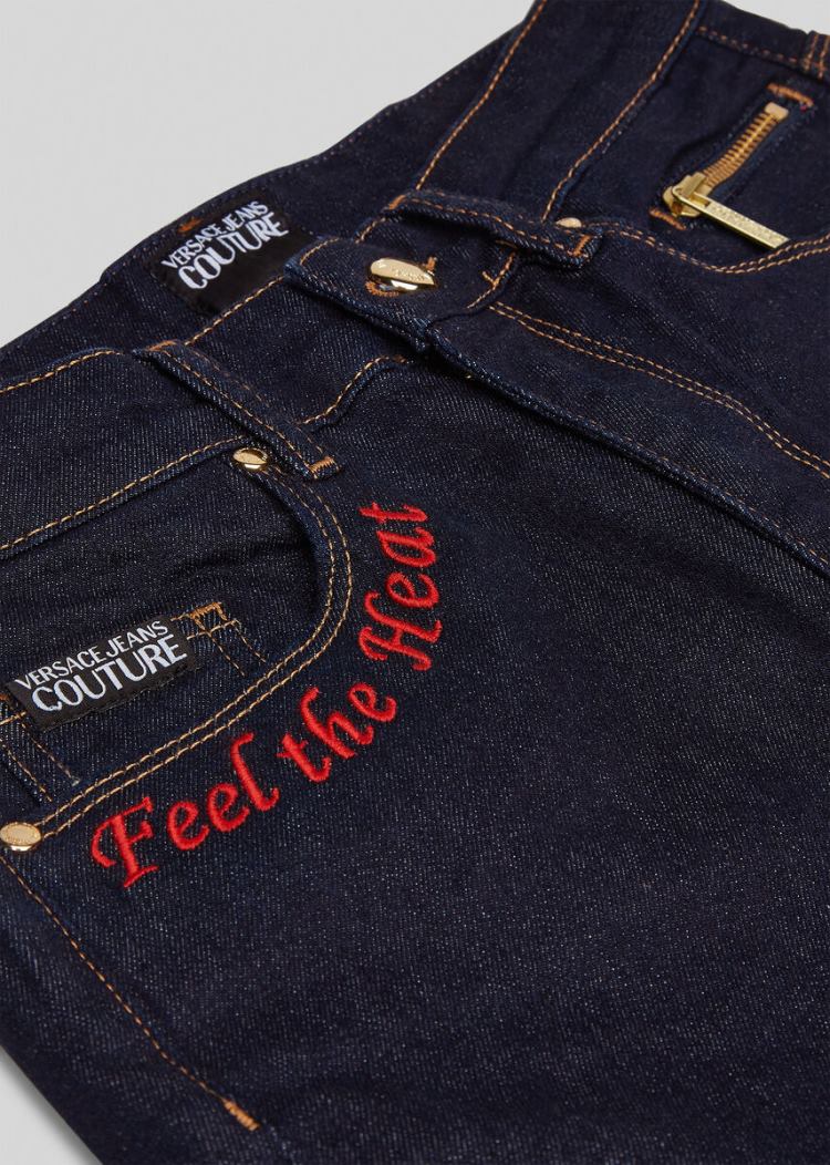 Versace Jeans Couture Embroidered Logo Jeans τζιν παντελονι Jeans Couture μπλε | XFPACDG