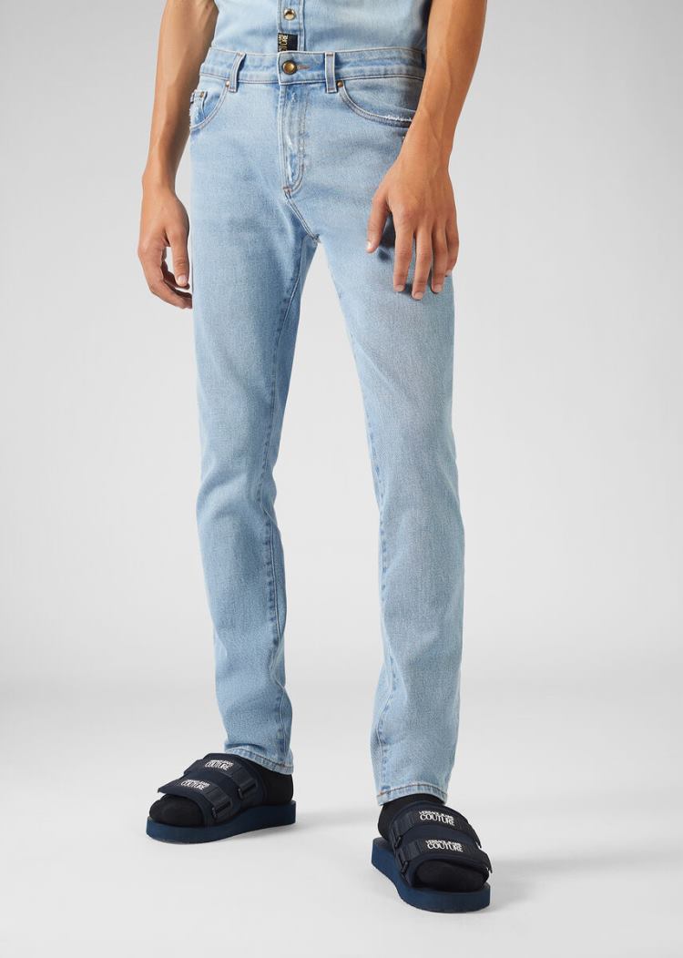 Versace Jeans Couture Embroidered Logo Skinny Jeans τζιν παντελονι Jeans Couture μπλε | ZRD235W
