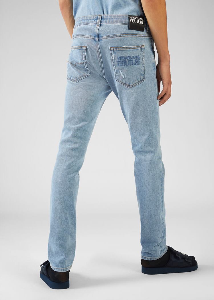 Versace Jeans Couture Embroidered Logo Skinny Jeans τζιν παντελονι Jeans Couture μπλε | ZRD235W