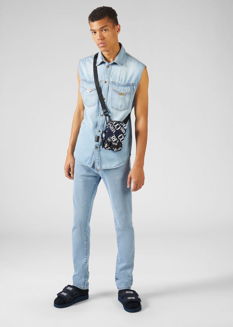 Versace Jeans Couture Embroidered Logo Skinny Jeans τζιν παντελονι Jeans Couture μπλε | ZRD235W
