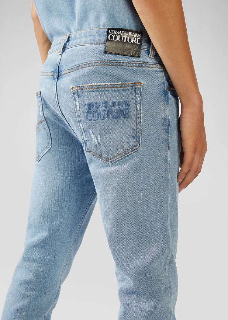 Versace Jeans Couture Embroidered Logo Skinny Jeans τζιν παντελονι Jeans Couture μπλε | ZRD235W