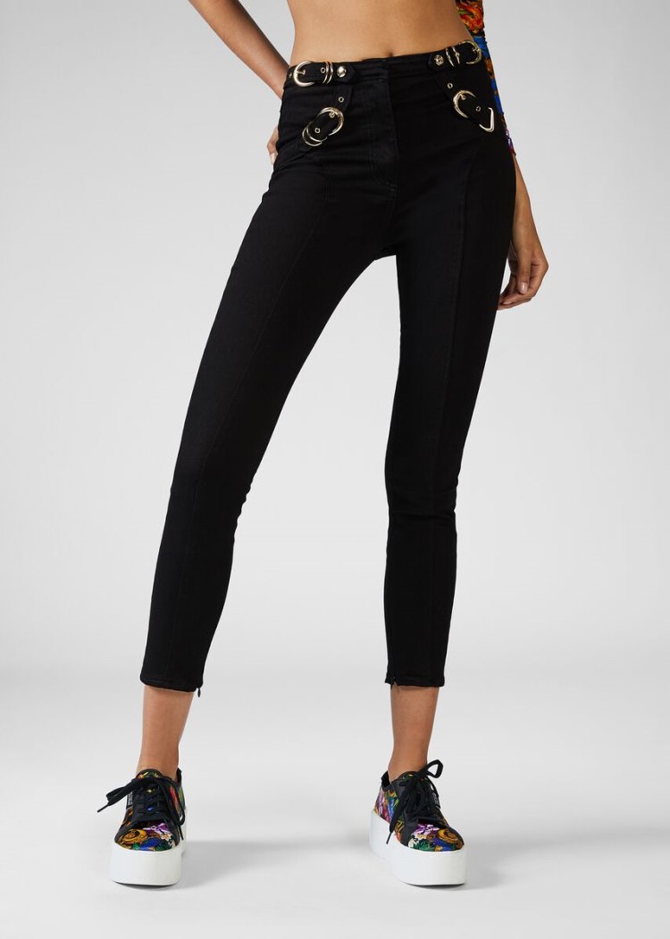 Versace Jeans Couture Etichetta Belt Accent Jeans τζιν παντελονι Jeans Couture μαυρα | 3M2UBRL