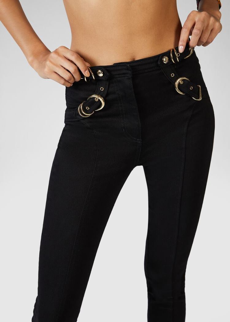 Versace Jeans Couture Etichetta Belt Accent Jeans τζιν παντελονι Jeans Couture μαυρα | 3M2UBRL