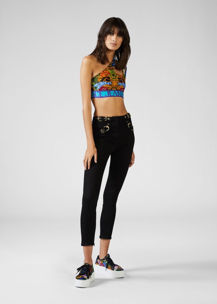 Versace Jeans Couture Etichetta Belt Accent Jeans τζιν παντελονι Jeans Couture μαυρα | 3M2UBRL