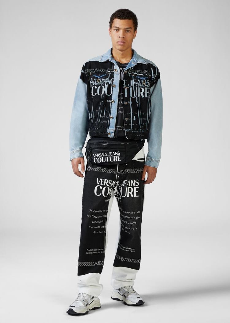 Versace Jeans Couture Etichetta Denim Jacket μπουφαν Jeans Couture μπλε | H499RVF