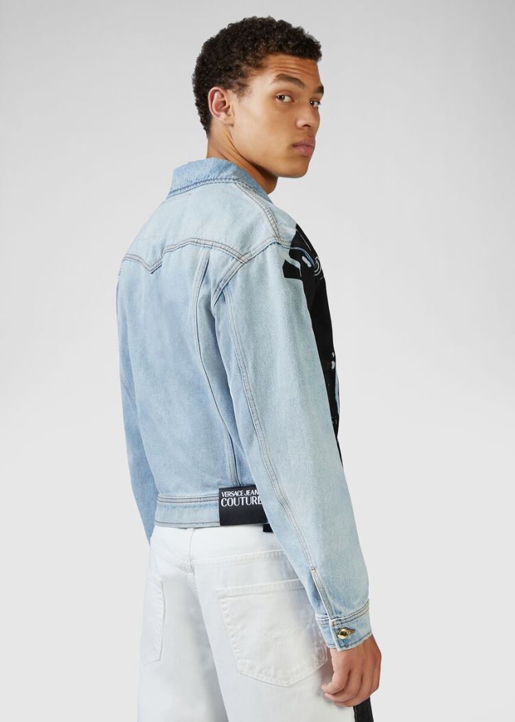 Versace Jeans Couture Etichetta Denim Jacket μπουφαν Jeans Couture μπλε | H499RVF