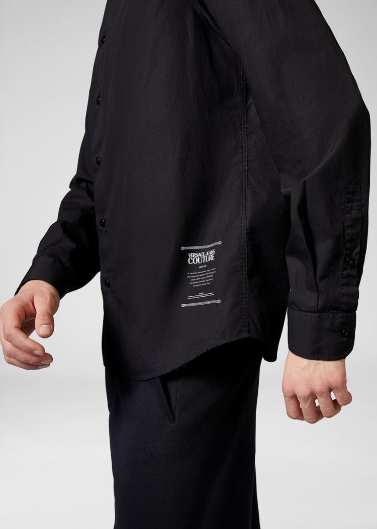 Versace Jeans Couture Etichetta Detail βαμβακερα Shirt πουκαμισα Jeans Couture μαυρα | 9QN0YM8