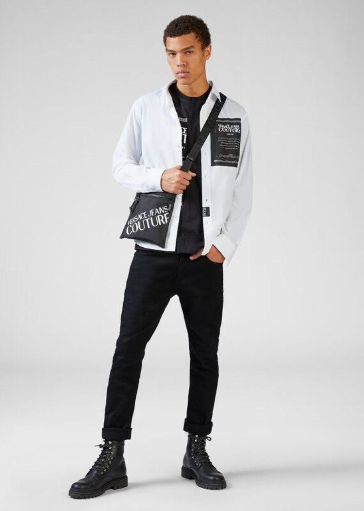 Versace Jeans Couture Etichetta Detail βαμβακερα Shirt πουκαμισα Jeans Couture ασπρα | EKNC1OD