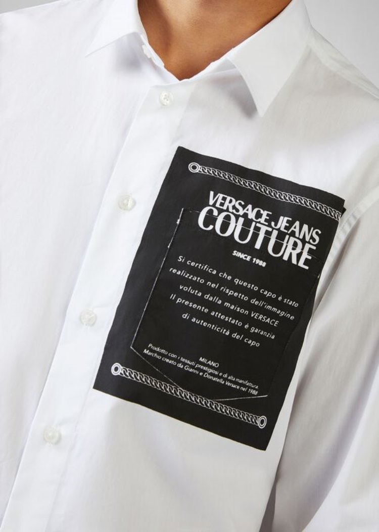 Versace Jeans Couture Etichetta Detail βαμβακερα Shirt πουκαμισα Jeans Couture ασπρα | EKNC1OD