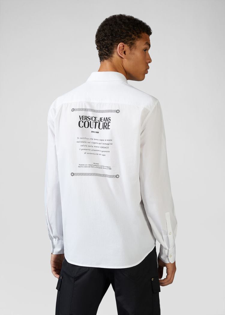 Versace Jeans Couture Etichetta Detail βαμβακερα Shirt πουκαμισα Jeans Couture ασπρα | UG7COGL