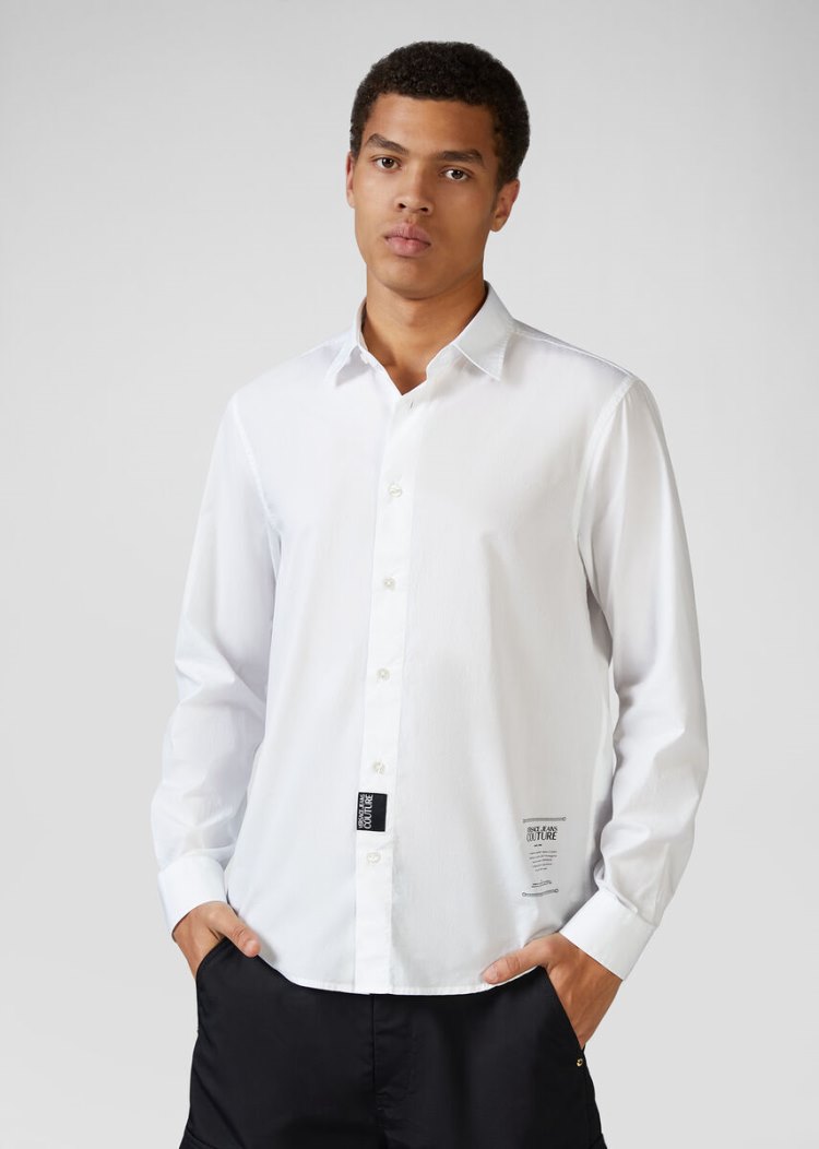 Versace Jeans Couture Etichetta Detail βαμβακερα Shirt πουκαμισα Jeans Couture ασπρα | UG7COGL