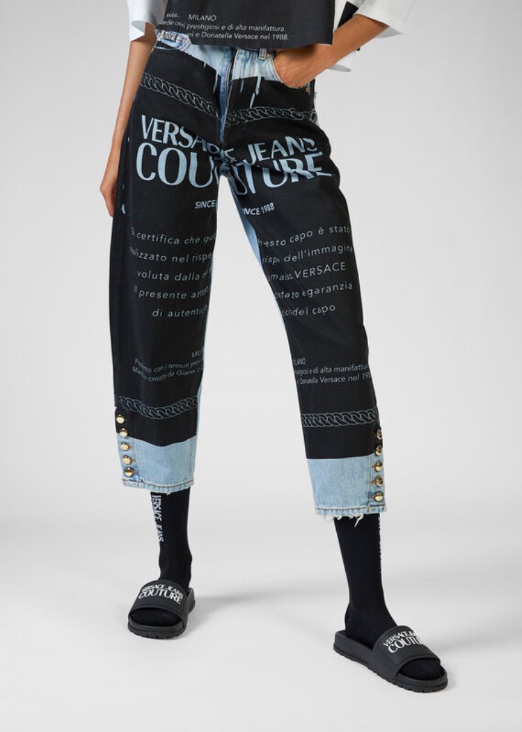 Versace Jeans Couture Etichetta Mom Fit Jeans τζιν παντελονι Jeans Couture μπλε | GA2NQUW