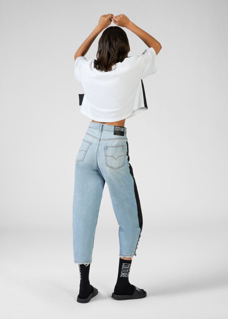 Versace Jeans Couture Etichetta Mom Fit Jeans τζιν παντελονι Jeans Couture μπλε | GA2NQUW