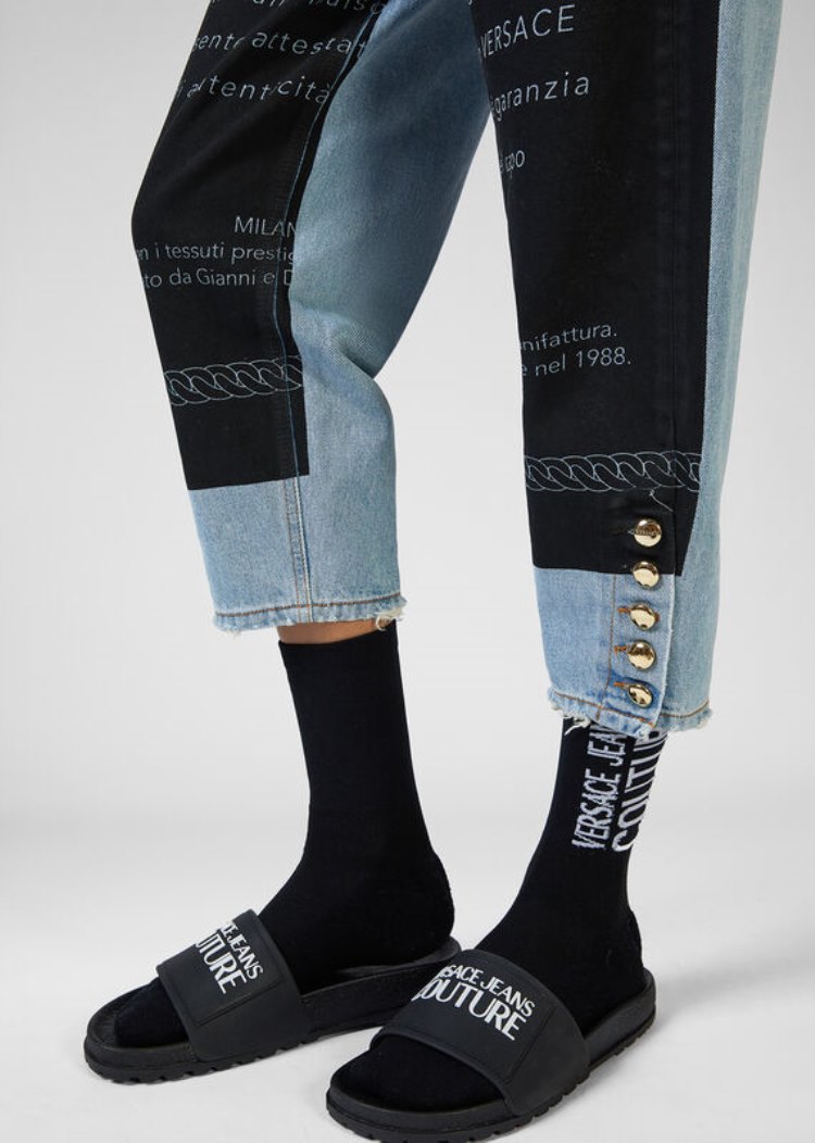 Versace Jeans Couture Etichetta Mom Fit Jeans τζιν παντελονι Jeans Couture μπλε | GA2NQUW