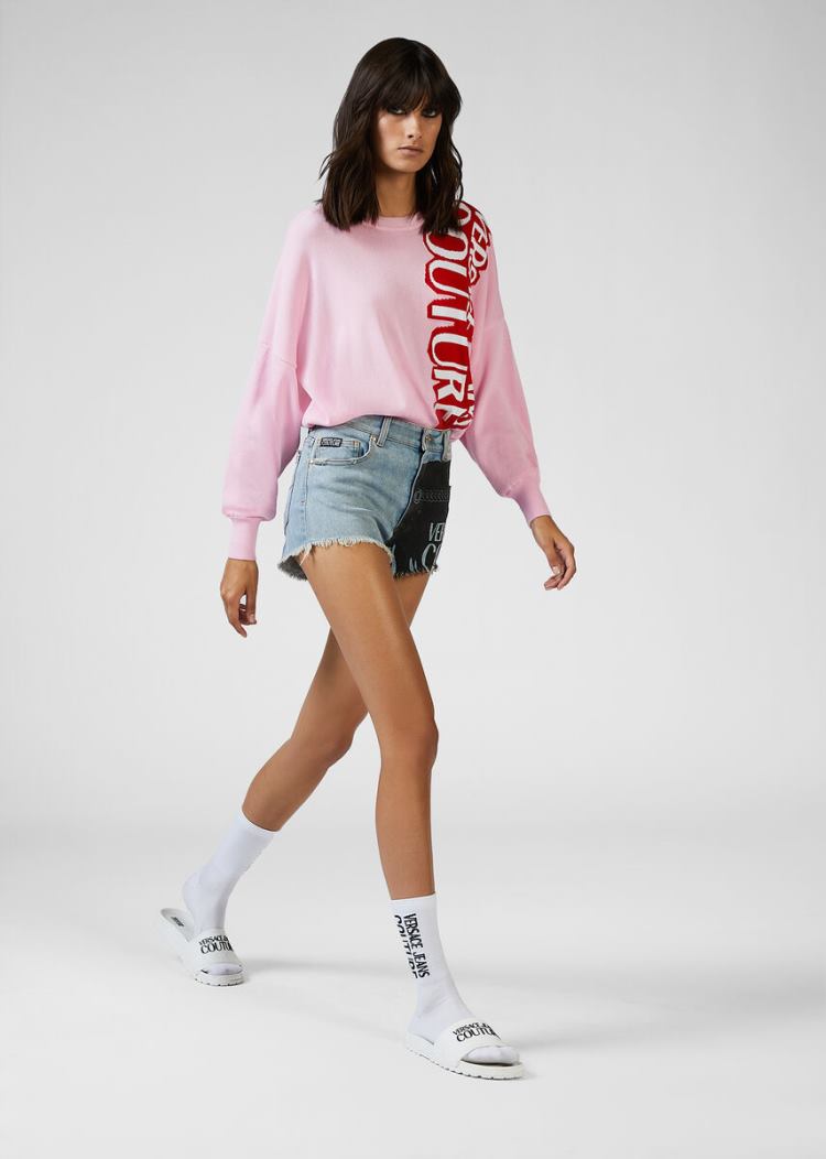 Versace Jeans Couture Etichetta Patch Denim Shorts σορτσ Jeans Couture μπλε | G7Y7C8H