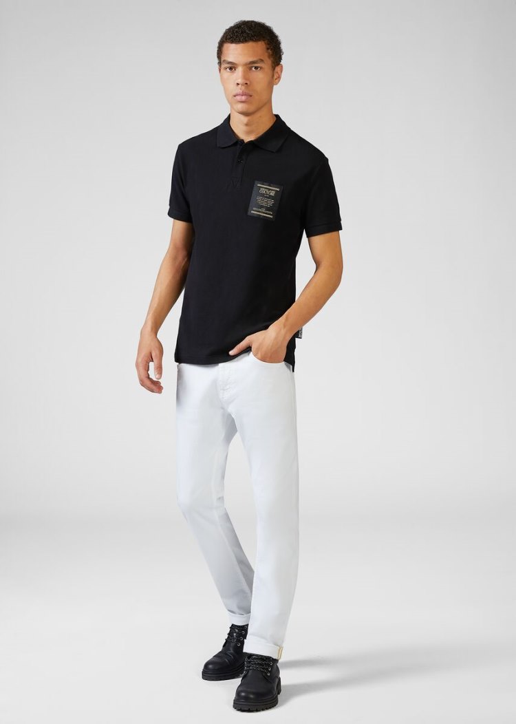 Versace Jeans Couture Etichetta Patch Polo Shirt μπλουζακια πολο Jeans Couture μαυρα | MDG0LI7