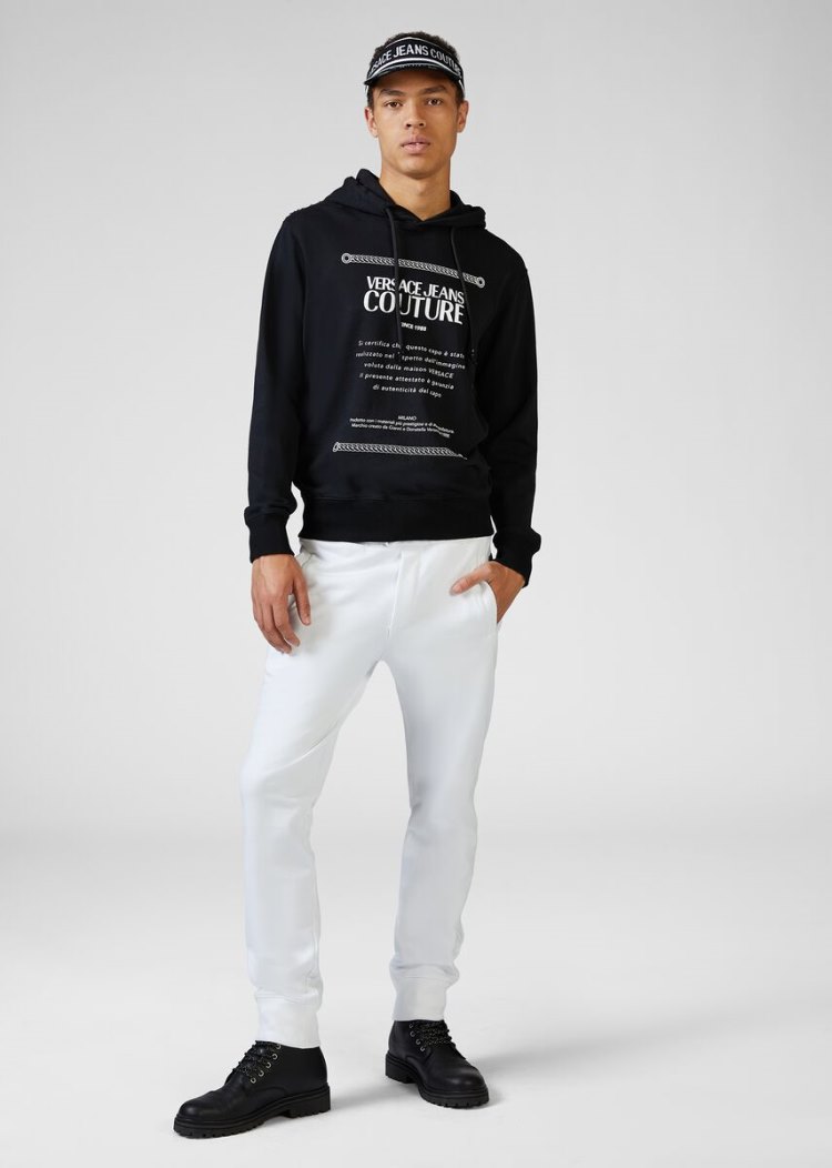 Versace Jeans Couture Etichetta Print Hoodie φουτερ με κουκουλα Jeans Couture μαυρα | B3F3GUK
