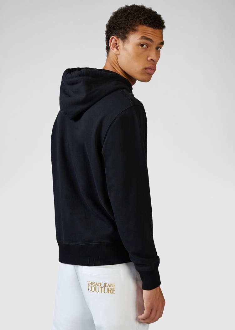 Versace Jeans Couture Etichetta Print Hoodie φουτερ με κουκουλα Jeans Couture μαυρα | B3F3GUK