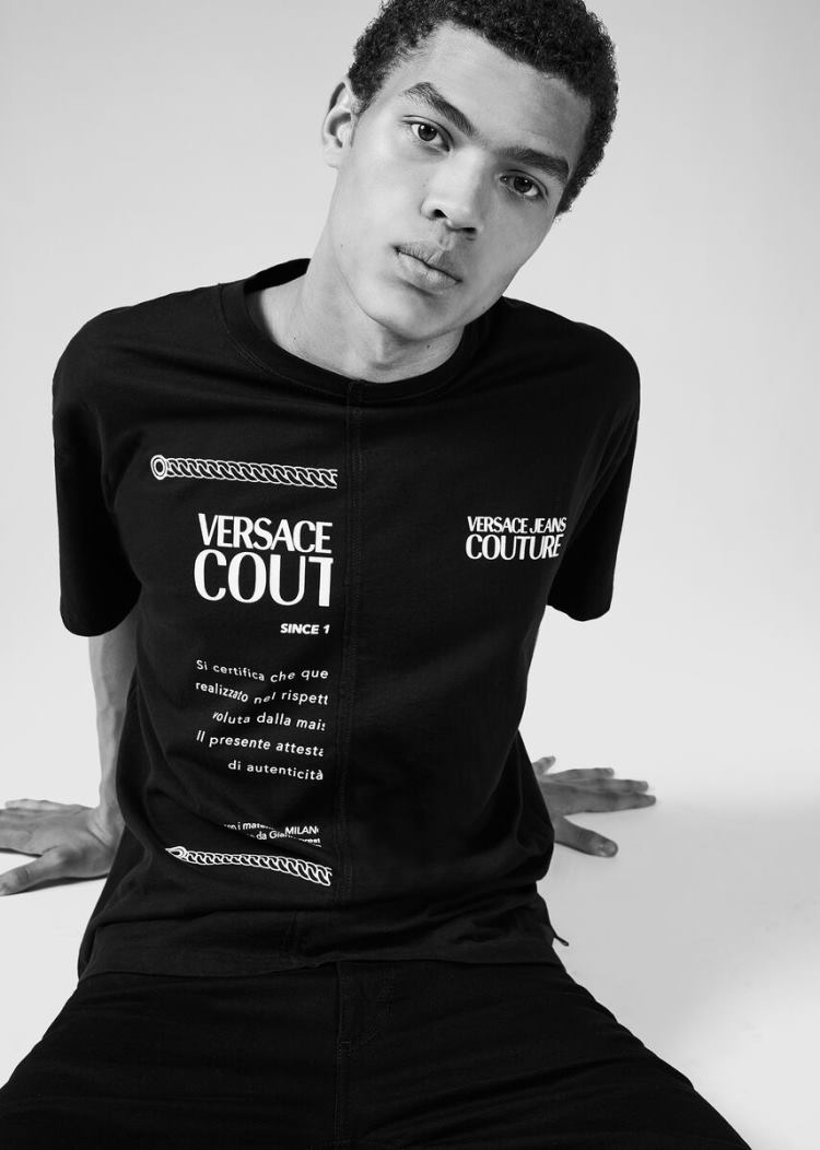 Versace Jeans Couture Etichetta Print T Shirt μπλουζακια Jeans Couture μαυρα | 3SZR0IV
