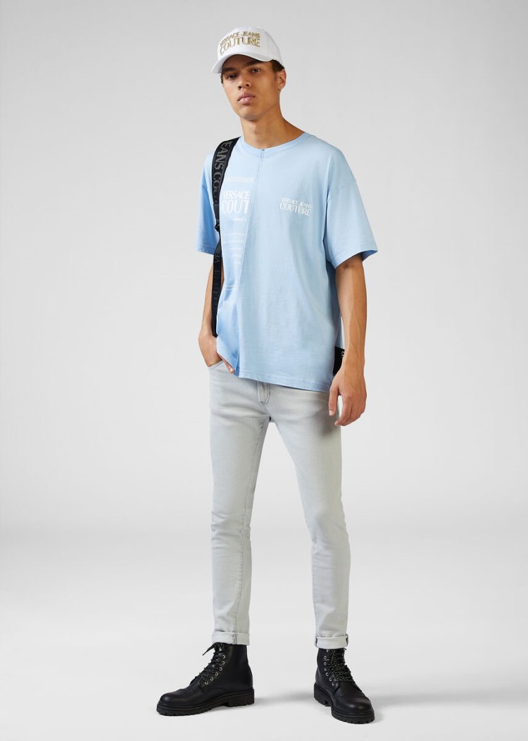 Versace Jeans Couture Etichetta Print T Shirt μπλουζακια Jeans Couture μπλε | 64MS842