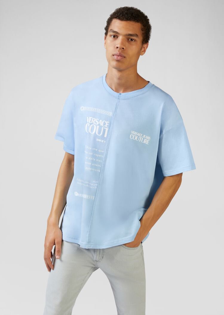 Versace Jeans Couture Etichetta Print T Shirt μπλουζακια Jeans Couture μπλε | 64MS842