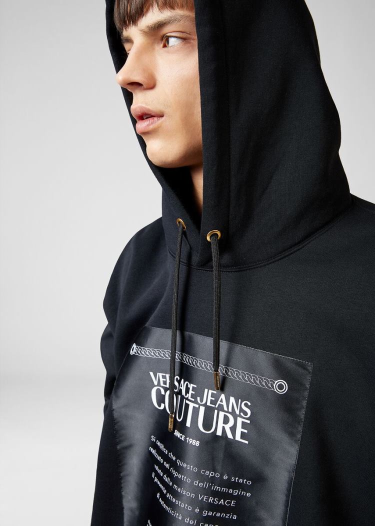 Versace Jeans Couture Etichetta detail Hoodie φουτερ με κουκουλα Jeans Couture μαυρα | QCJU282