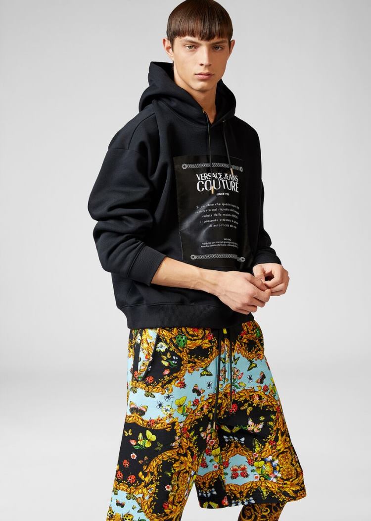 Versace Jeans Couture Etichetta detail Hoodie φουτερ με κουκουλα Jeans Couture μαυρα | QCJU282